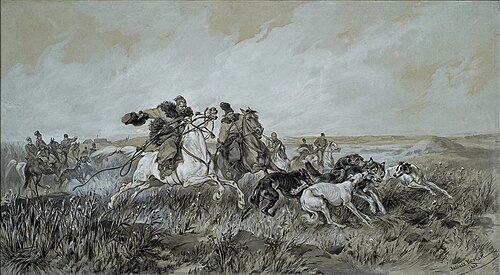 Polowanie stepowe na wilka, 1883, Juliusz Kossak