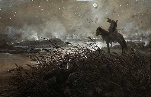 Skrzetuski getting through to the king, 1885, Juliusz Kossak