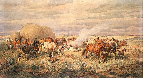 Stud in Podolia, 1886, Juliusz Kossak