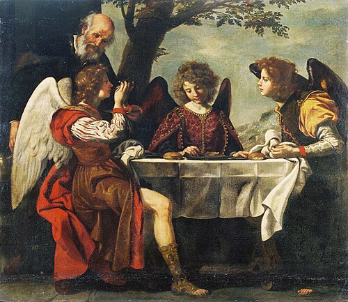 Abraham and Three Angels, 1700, Jacopo Vignali
