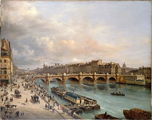 La Cité et le Pont-Neuf, vus du quai du Louvre, 1832, Giuseppe Canella