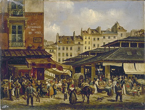 Les Halles et la rue de la Tonnellerie, 1828, Giuseppe Canella