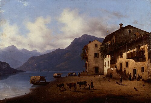Veduta di Sala sul Lago di Como, 1847, Giuseppe Canella