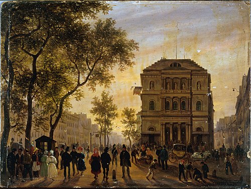 Le Théâtre de l'Ambigu-Comique et le boulevard Saint-Martin, 1830, Giuseppe Canella