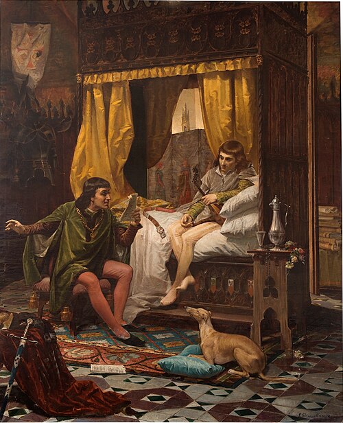 Ausias March leyendo sus trovas al Príncipe de Viana, 1884, Julio Cebrián Mezquita