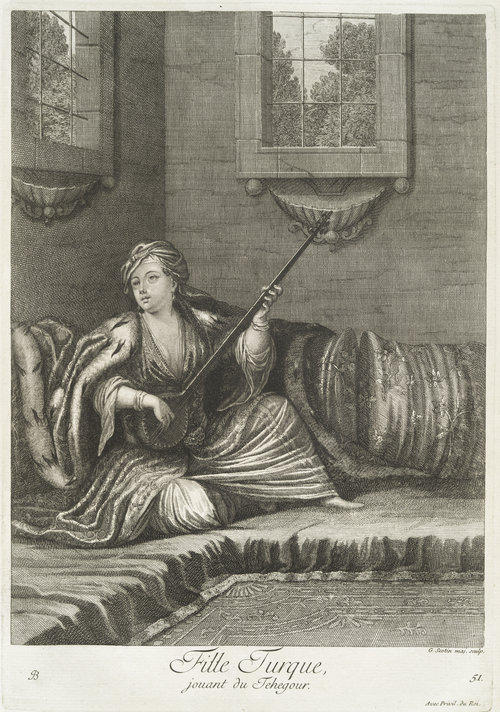 Fille turque jouant du Tchegour, 1707, Jean-Baptiste van Mour
