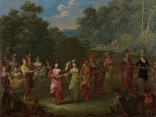 Greek Men and Women Dancing the Khorra, 1728, Jean-Baptiste van Mour