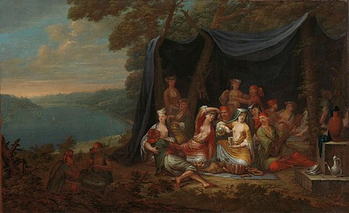 Fête champêtre with Turkish Courtiers under a Tent, 1728, Jean-Baptiste van Mour