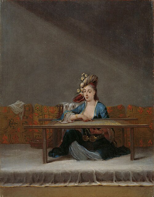 Turkish Woman at her Embroidery Frame, 1728, Jean-Baptiste van Mour