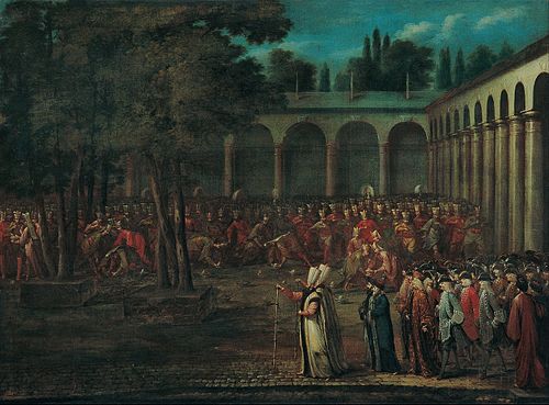 The Ambassadorial Delegation Passing through the Second Courtyard of the Topkapı Palace, 1750, Jean-Baptiste van Mour