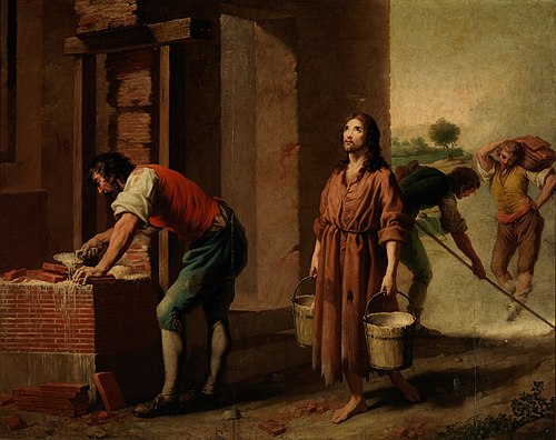 San Francisco construyendo la Iglesia de San Damián, 1787, Zacarías González Velázquez