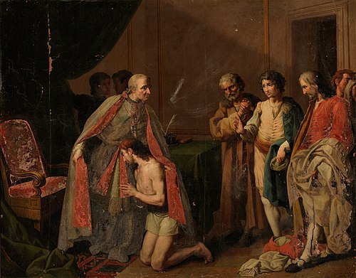 San Francisco protegido por el obispo Guido de Asís, 1787, Zacarías González Velázquez