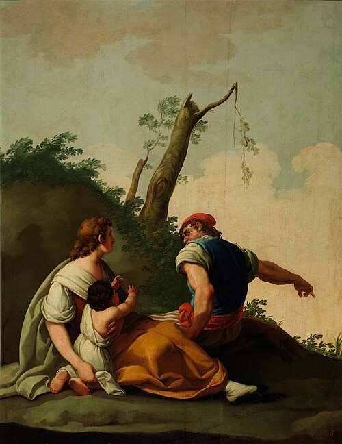 Hombre y mujer con un niño en brazos, 1785, Zacarías González Velázquez
