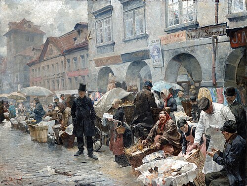 Egg market in Prague, 1888, Luděk Marold