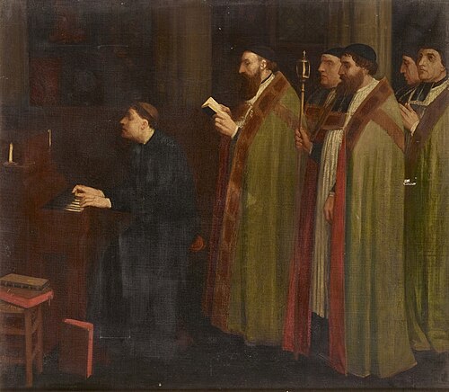 Interior with an Organist and a Procession, 1865, Alphonse Legros