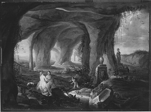 Badende Nymphen in einer Grotte (Art des), 1639, Abraham van Cuylenborch