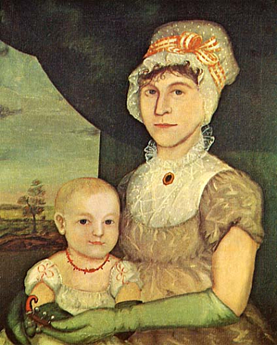 Woman and Baby Wearing Green Gloves, 1800, Joshua Johnson