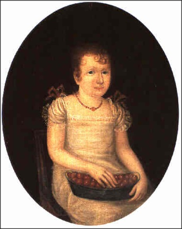 Young Girl Holding a Basket of Cherries, 1805, Joshua Johnson