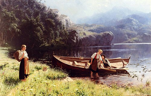 By the Water's Edge, 1880, Hans Dahl