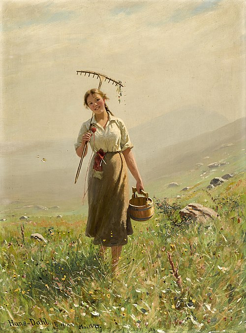 A young woman in the meadow, 1894, Hans Dahl