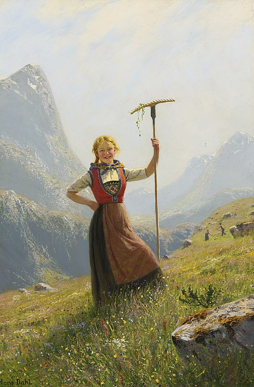 Peasant Girl with a Rake, 1893, Hans Dahl