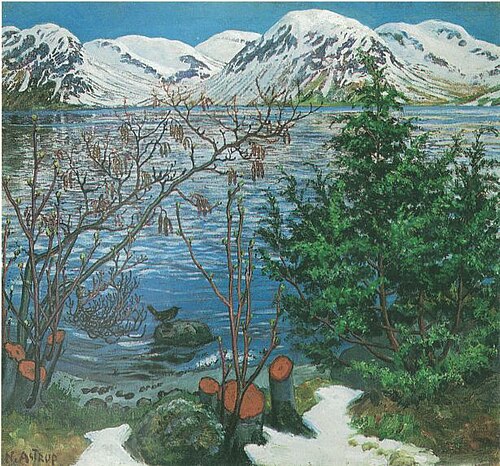 Fugl på stein, 1912, Nikolaï Astrup