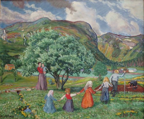 Sommervind og lekende barn, 1913, Nikolaï Astrup