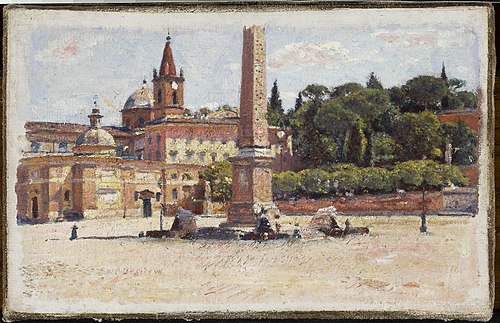 Piazza del Popolo in Rome, sketch, 1899, Aleksander Gierymski