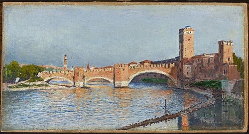 Scaliger Bridge in Verona, 1900, Aleksander Gierymski