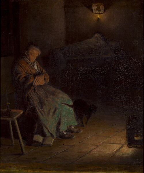Old Woman Watching over a Dead Body II, 1890, Aleksander Gierymski