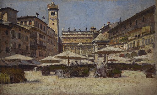 Piazza delle Erbe in Verona, 1900, Aleksander Gierymski
