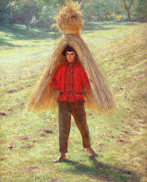 Un garçon portant une gerbe., 1895, Aleksander Gierymski