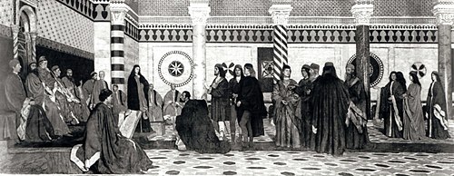 Court scene from Shakespeare's "The Merchant of Venice"., 1873, Aleksander Gierymski