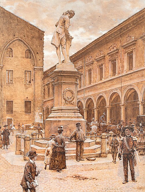 Dawny gmach uniwersytetu i pomnik Galvaniego w Bolonii, 1886, Aleksander Gierymski