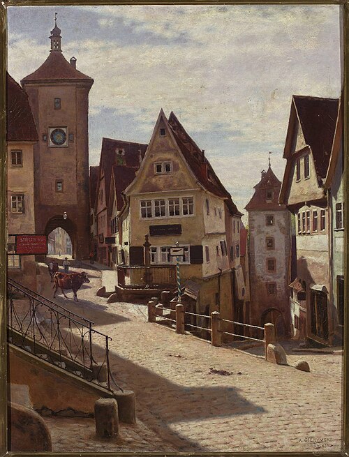 At the Plönlein in Rothenburg, 1896, Aleksander Gierymski