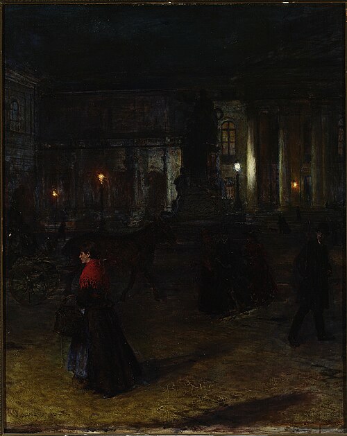 Max-Joseph-Platz in Munich by night., 1890, Aleksander Gierymski
