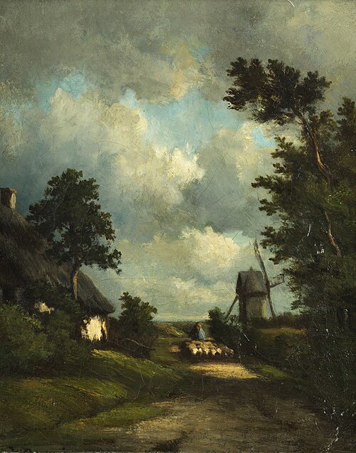 Landscape with thatched hut, 1900, Jules Dupré