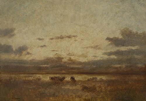 Moeras bij ondergaande zon, 1832, Jules Dupré
