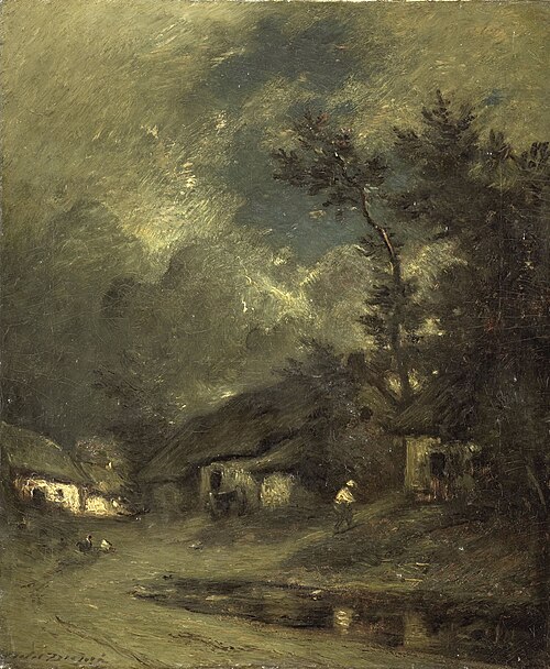 Dorpsgezicht, la nuit, 1850, Jules Dupré
