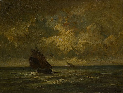 Two Boats in a Storm, 1872, Jules Dupré