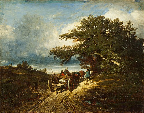 Sur le chemin / La patite charrette, 1856, Jules Dupré