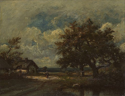 The Cottage by the Roadside, Stormy Sky, 1860, Jules Dupré