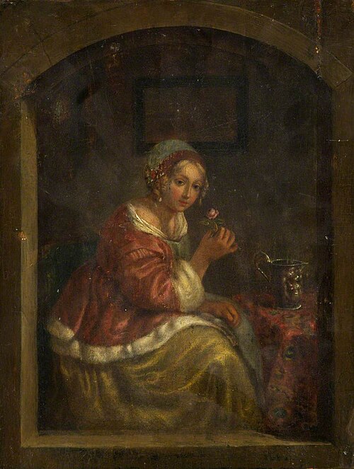 A Woman with a Rose, 1800, Frans van Mieris l'Ancien