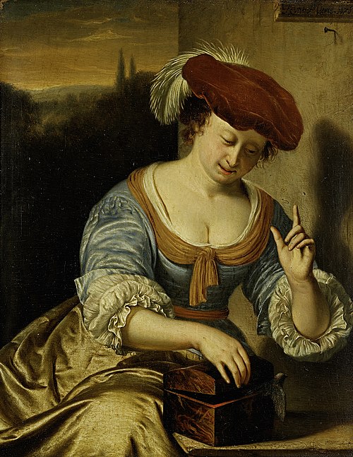 The flown bird: allegory on the loss of virginity, 1676, Frans van Mieris l'Ancien