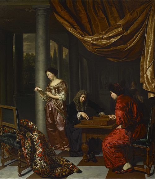 Interior with Figures Playing Tric-trac, 1680, Frans van Mieris l'Ancien