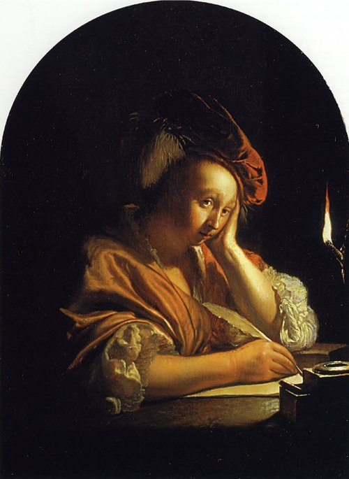 Femme écrivant une lettre, 1670, Frans van Mieris l'Ancien