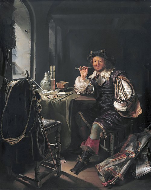 A Soldier Smoking a Pipe, 1657, Frans van Mieris l'Ancien
