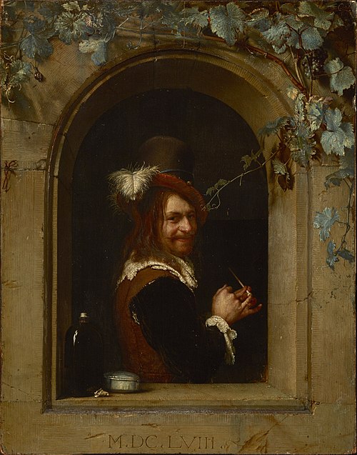 Man with Pipe at the Window, 1658, Frans van Mieris l'Ancien