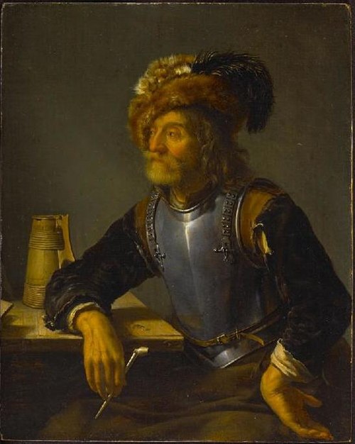 Old Soldier Holding a Pipe, 1656, Frans van Mieris l'Ancien