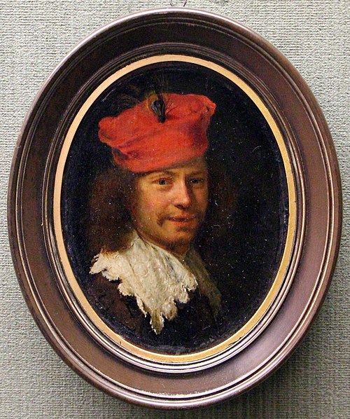 Self-portrait in a red beret, 1670, Frans van Mieris l'Ancien